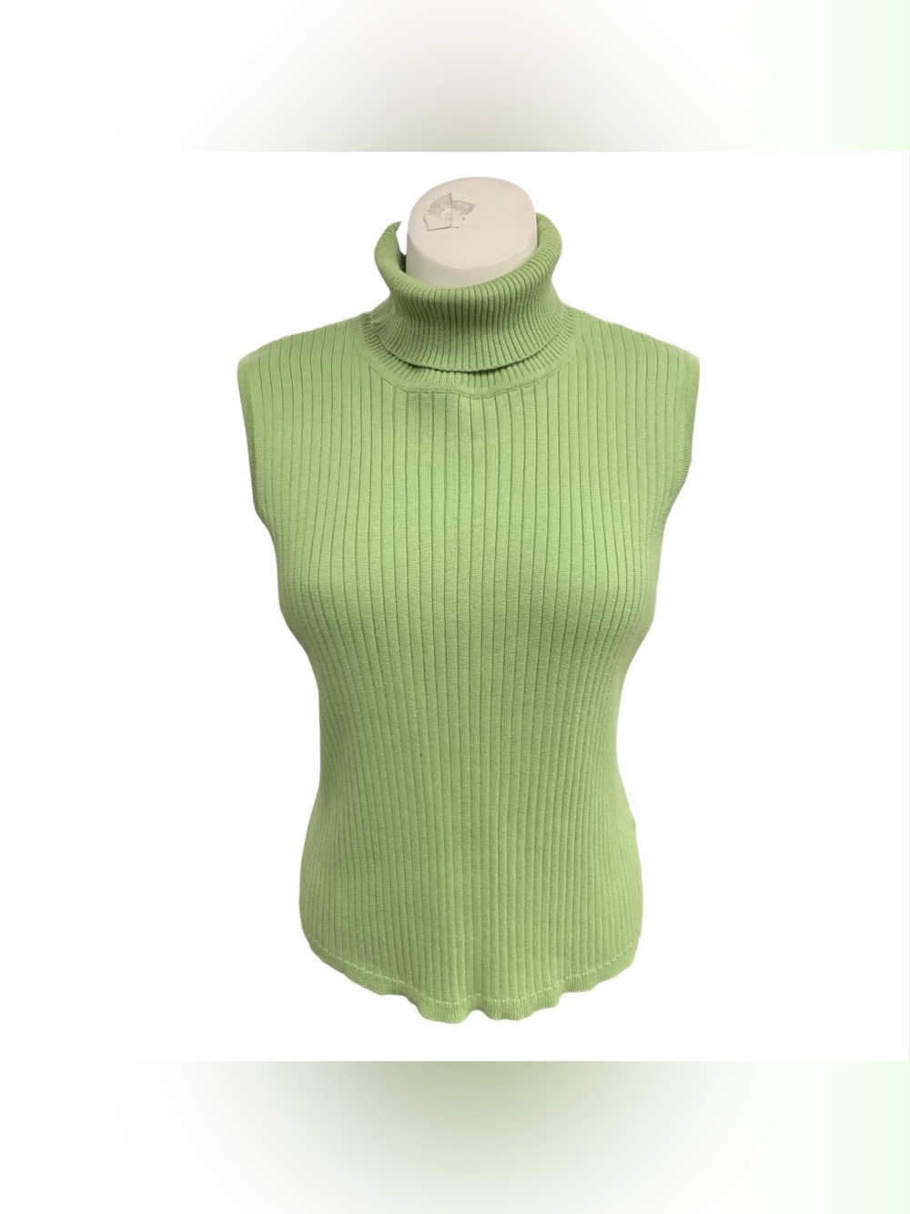 Conrad C Sleeveless Ribbed Turtleneck Sweater - Light Green Size M